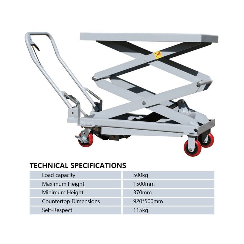 500 Kg Çift Makaslı Yük Taşıma Platformu (1.5 Metre Yükseklik)