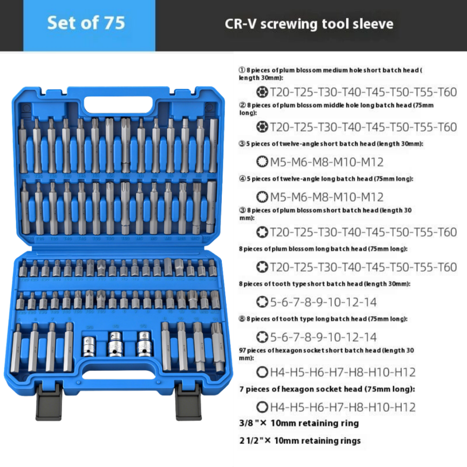 75 Parça Torx - Allen - M Tipi - Ribe Bits Uç Seti
