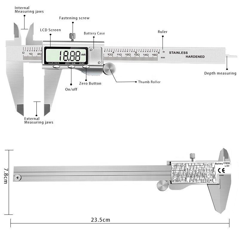 150 mm Dijital Kumpas Metal Kasa